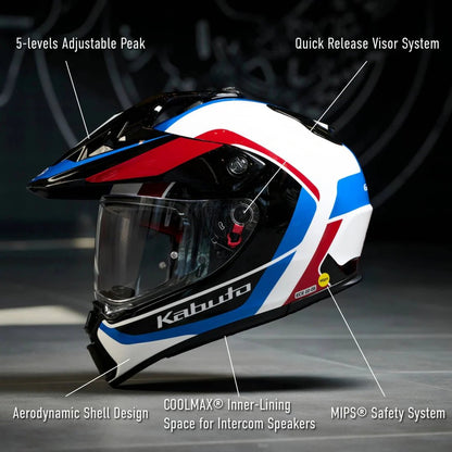 Kabuto Geosys GT Mips BLOCK - White Blue Red - AmericanRBS